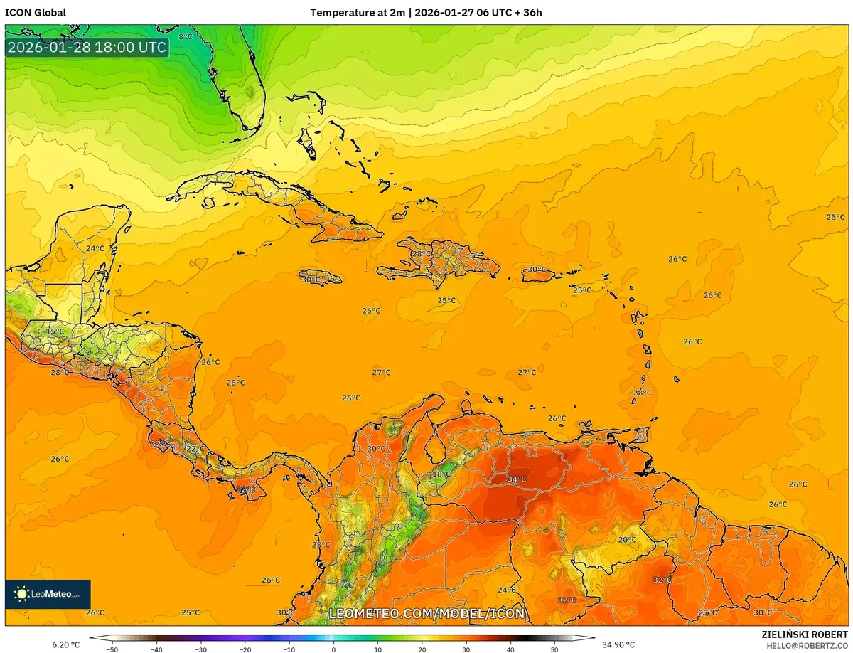 Máximo calor diurno en San José y Cartago el 28 de enero de 2026