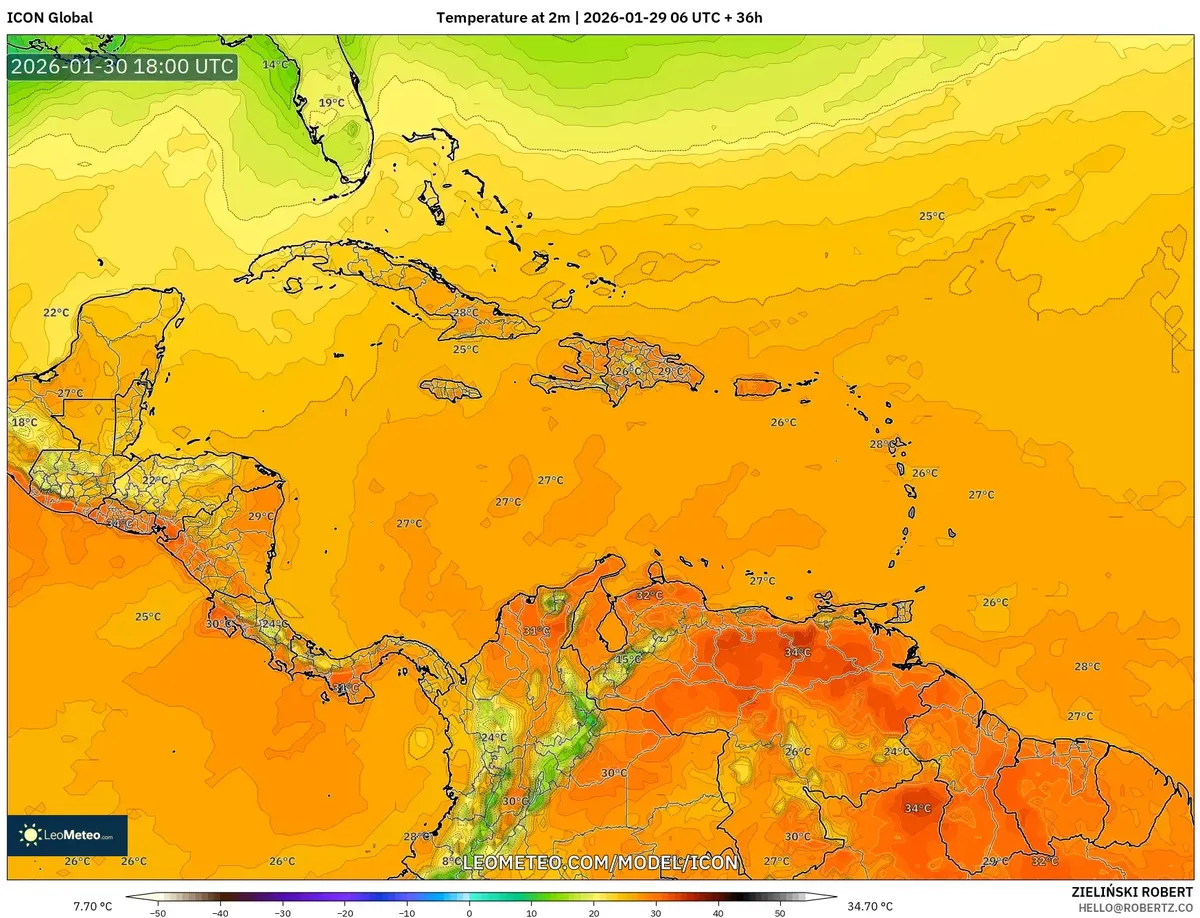 Temperatura máxima diurna en San José el 30 de enero de 2026