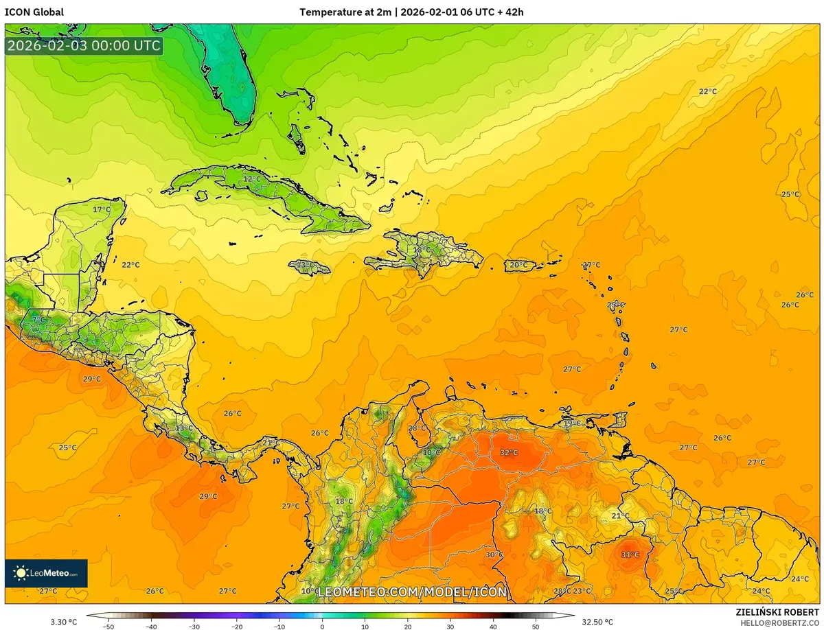 Temperatura Máxima en San José el 2 de febrero de 2026