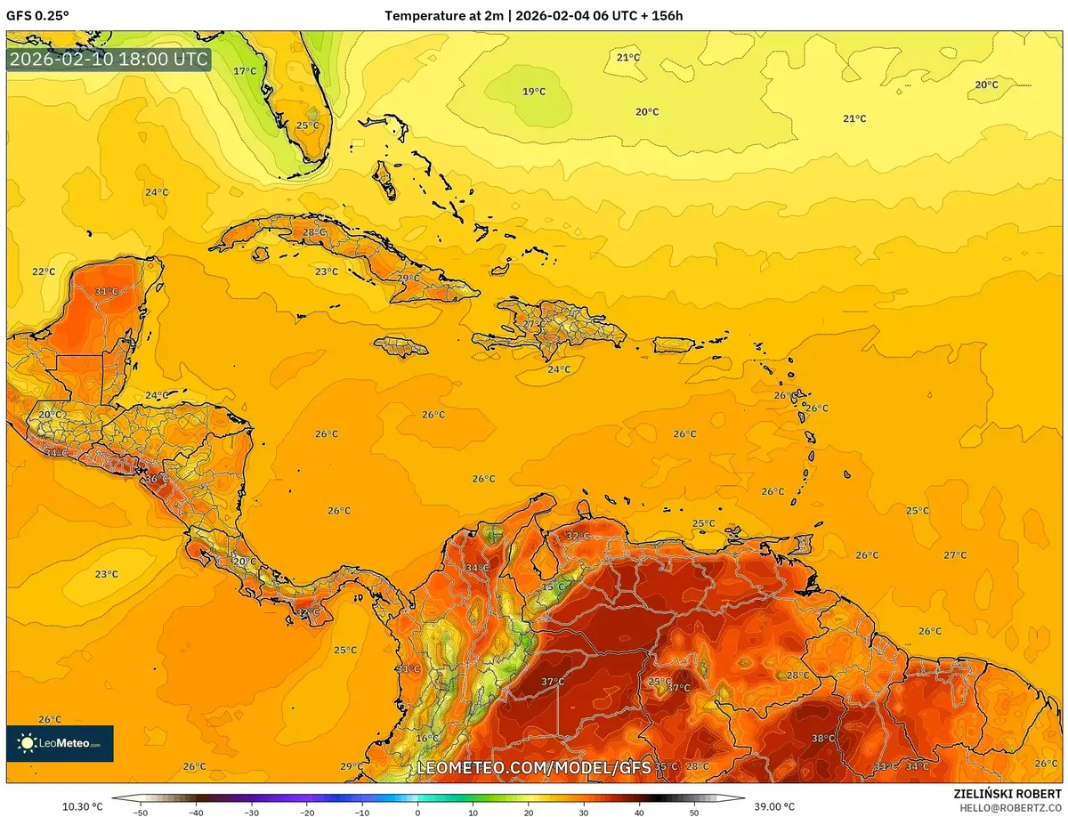 Temperaturas cálidas de la tarde en Costa Rica el 10 de febrero de 2026