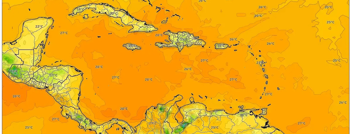 Sol abrasador de 28 °C en el Caribe el 20 de diciembre de 2025 – El sábado más cálido hasta ahora con lluvias ligeras
